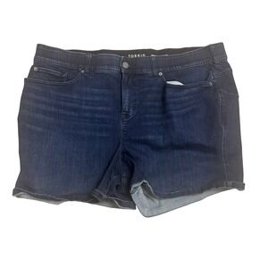 Torrid Bombshell 5" Denim Shorts Super Soft Plus Size Dark‎ Wash Size 26